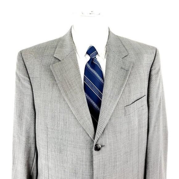 Jack Victor Collection Vitale CT 110s Wool 3 Button‎ Blazer 42L Gray Sharkskin - Picture 1 of 11